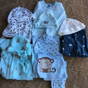 Footie with matching hats